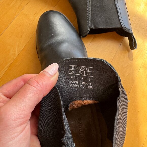Soludos Greenpoint Leather Chelsea Boot Size 8.5 in Black - Picture 2 of 4